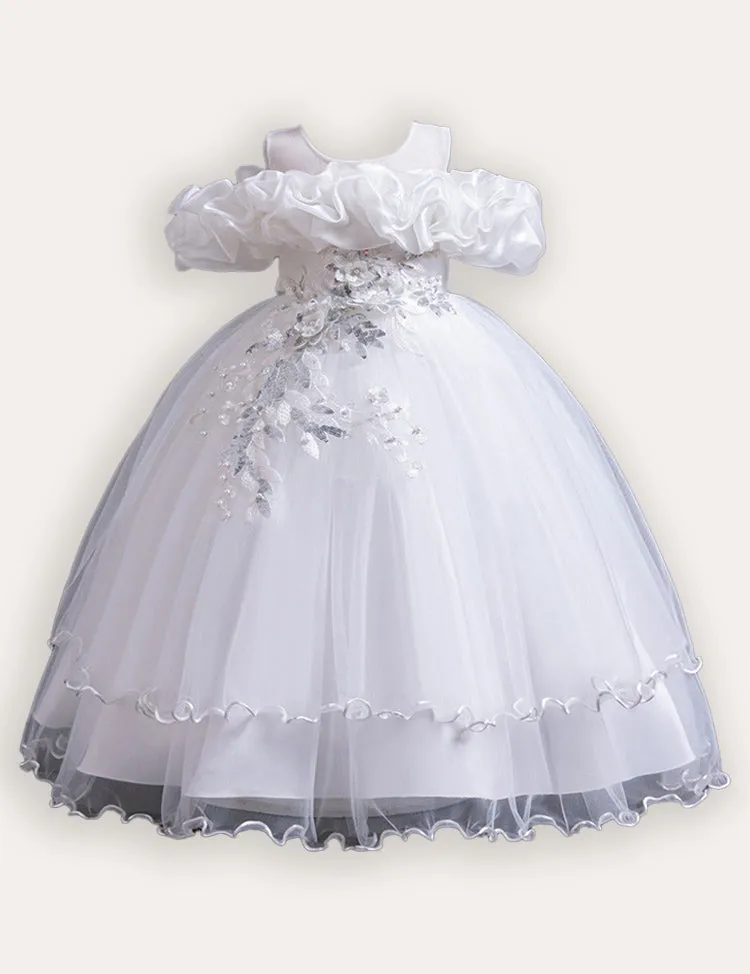 Flower Embroidered Long Princess Dress