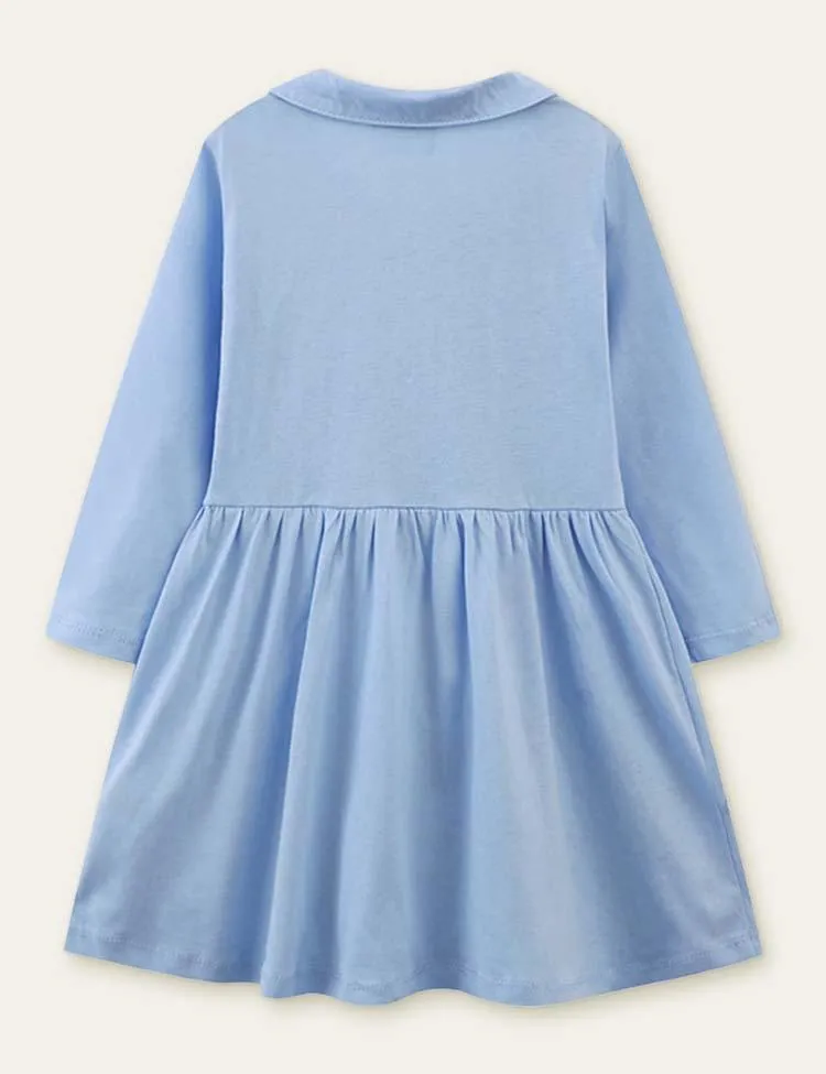 Flower Embroidered Long Sleeve Dress - Image 2