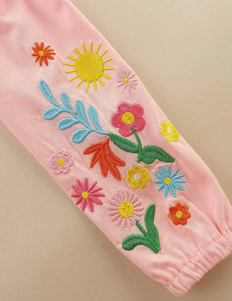 Flower Embroidered Long Sleeve Dress - Image 4