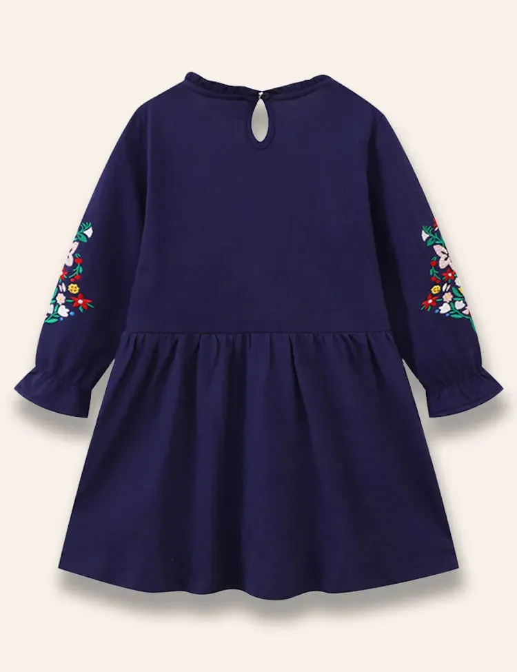Flower Embroidered Ruffled Dress - Image 3