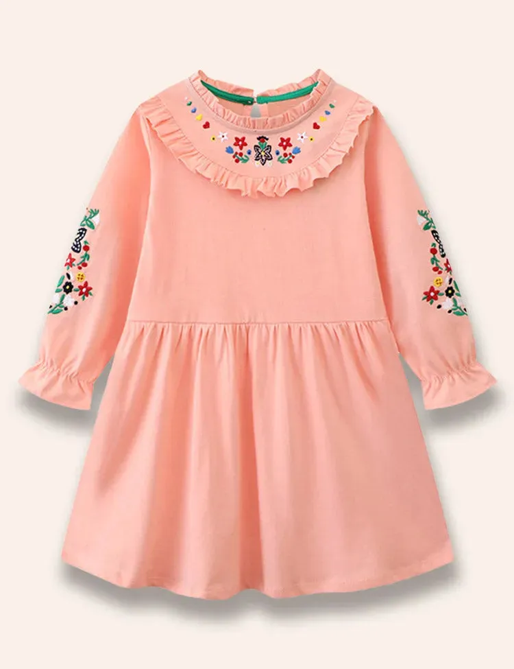 Flower Embroidered Ruffled Dress - Image 4