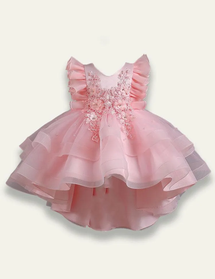 Flower Embroidery Mesh Party Dress - Image 2