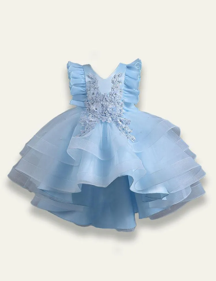 Flower Embroidery Mesh Party Dress - Image 3