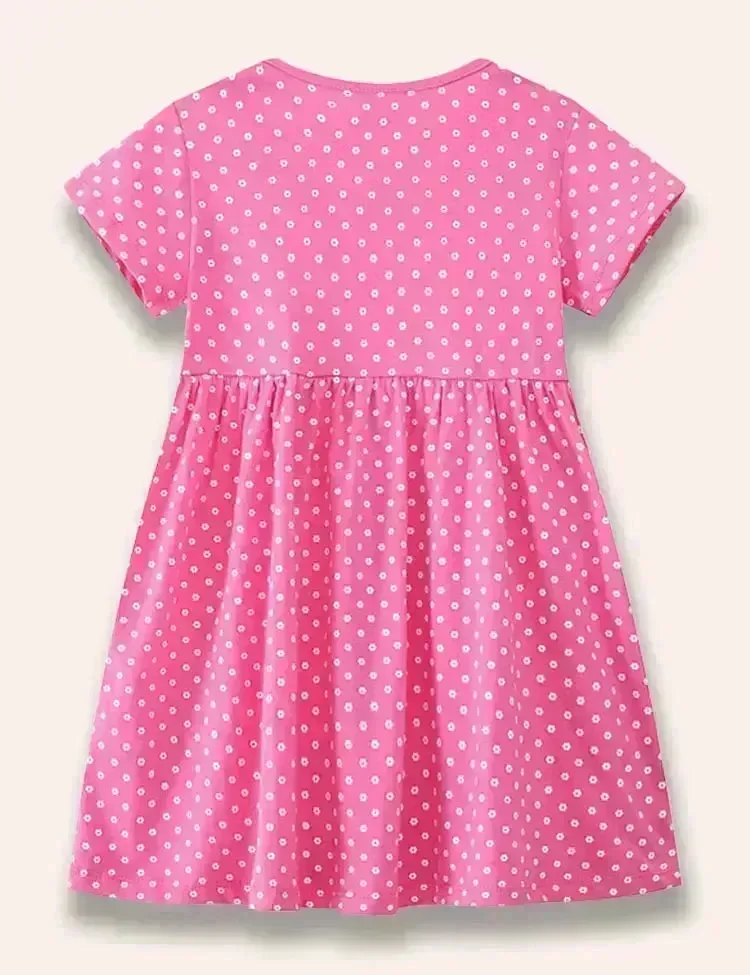 Flower Giraffe Appliqué Dotted Dress - Image 3