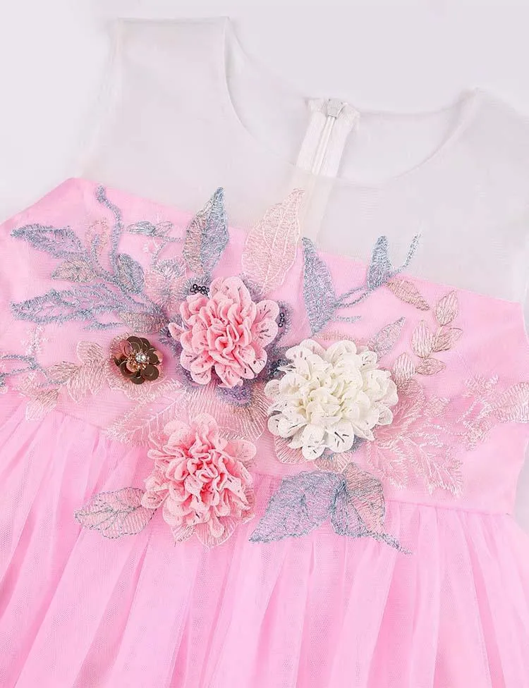 Flower Mesh Party Dress - Image 3