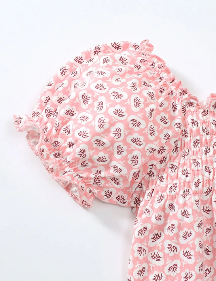 Flower Printed Puff Sleeve Cotton T-shirt - Image 3