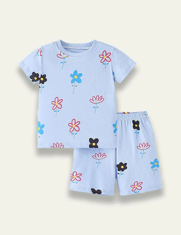Flower Printed Round Neck Set