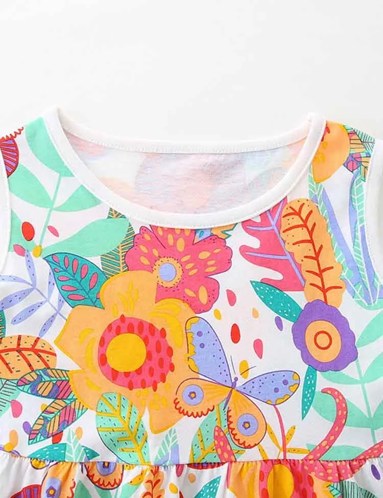 Flower Printed Sleeveless Dress - Image 3