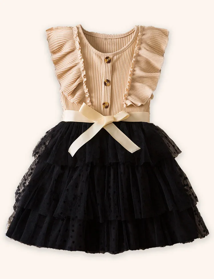 Flying Sleeve Polka Dot Tulle Dress - Image 3