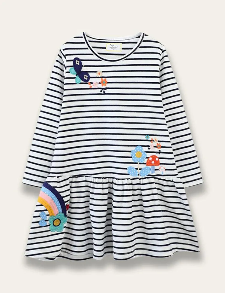 Forest Butterfly Appliqué Dress