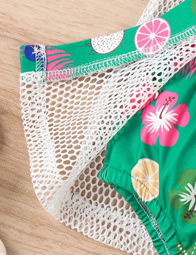 Fragmented Flower Hanging Neck Mesh Sunscreen Coat Swimwear - Image 3