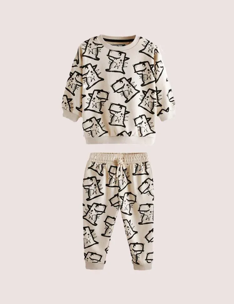 Full Printed Cartoon Dinosaur Set