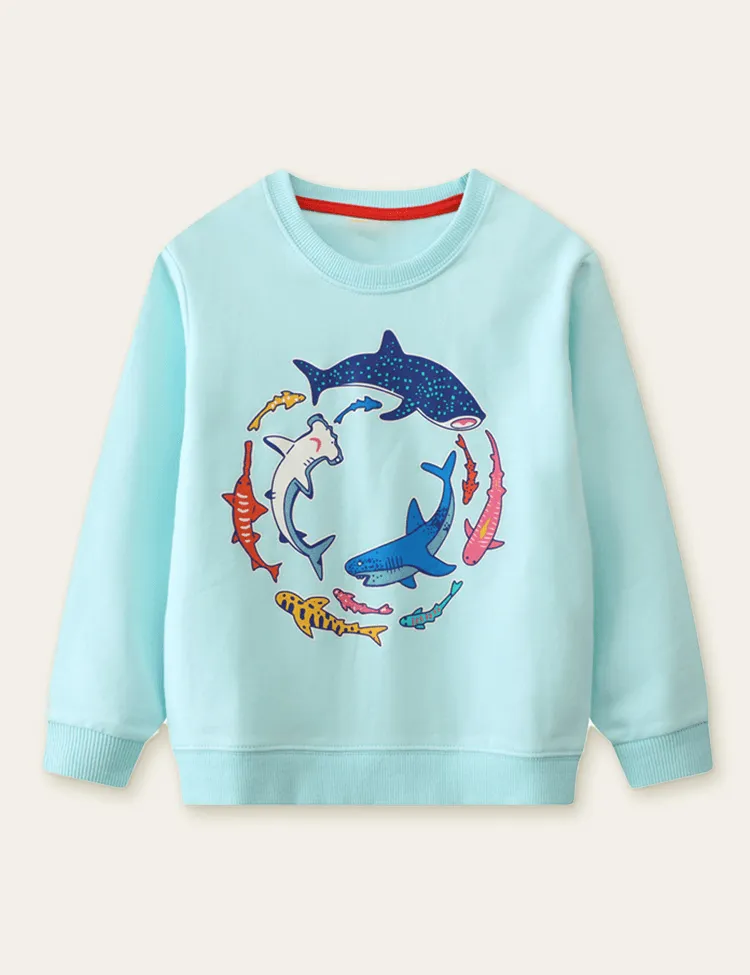 Glowing Shark Printed Sweatshirt - Image 2
