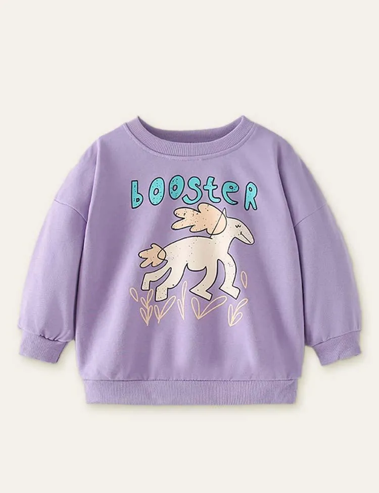Happy Unicorn Printed Sweatshirt