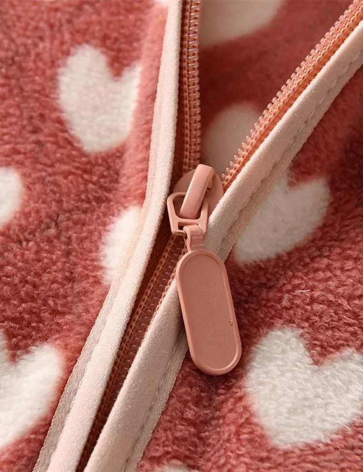 Heart Printing Polar Fleece Jacket - Image 4