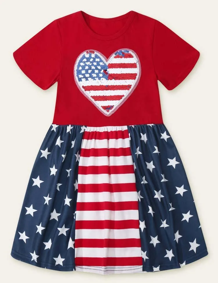 Independence Day Love Striped Dress