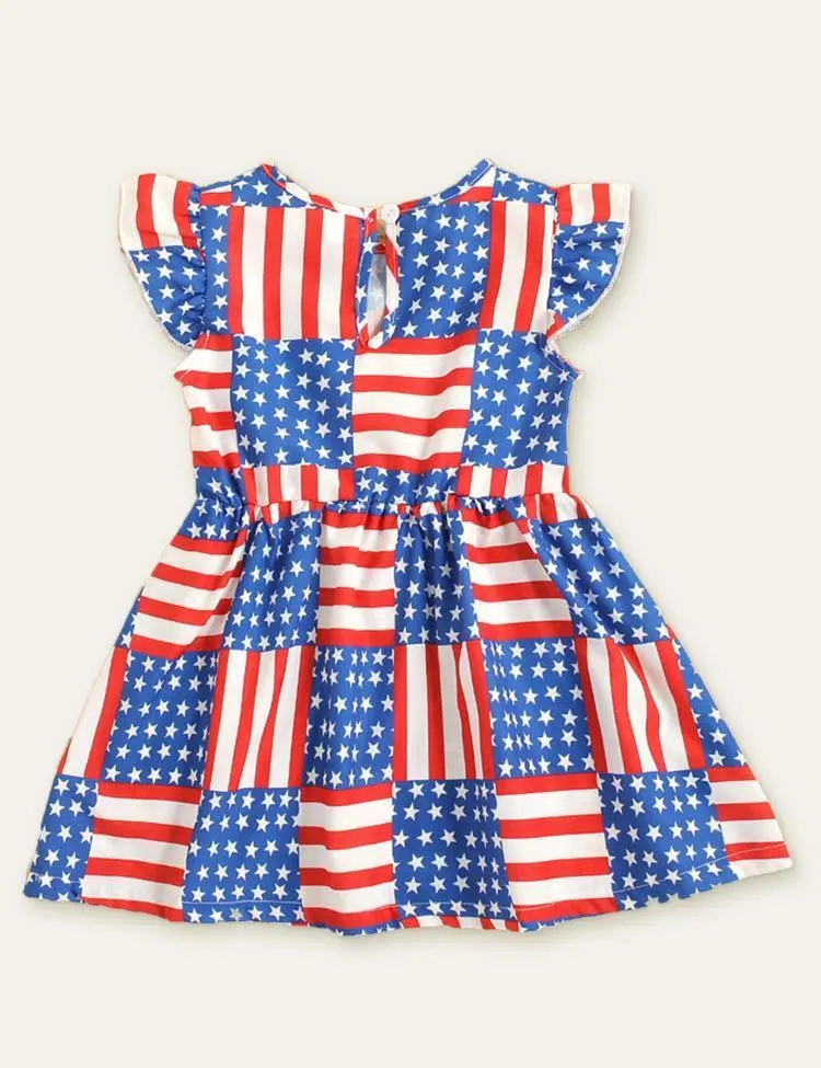 Independence Day Striped Flying Sleeve Dress - Image 2