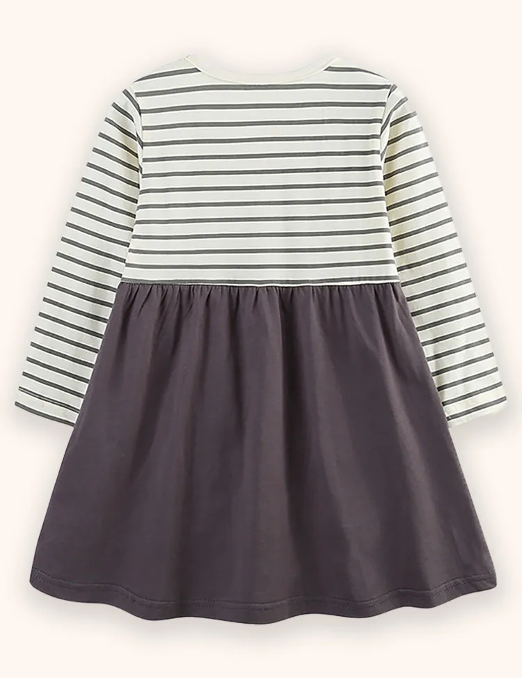 Kitten Applique Striped Dress - Image 2