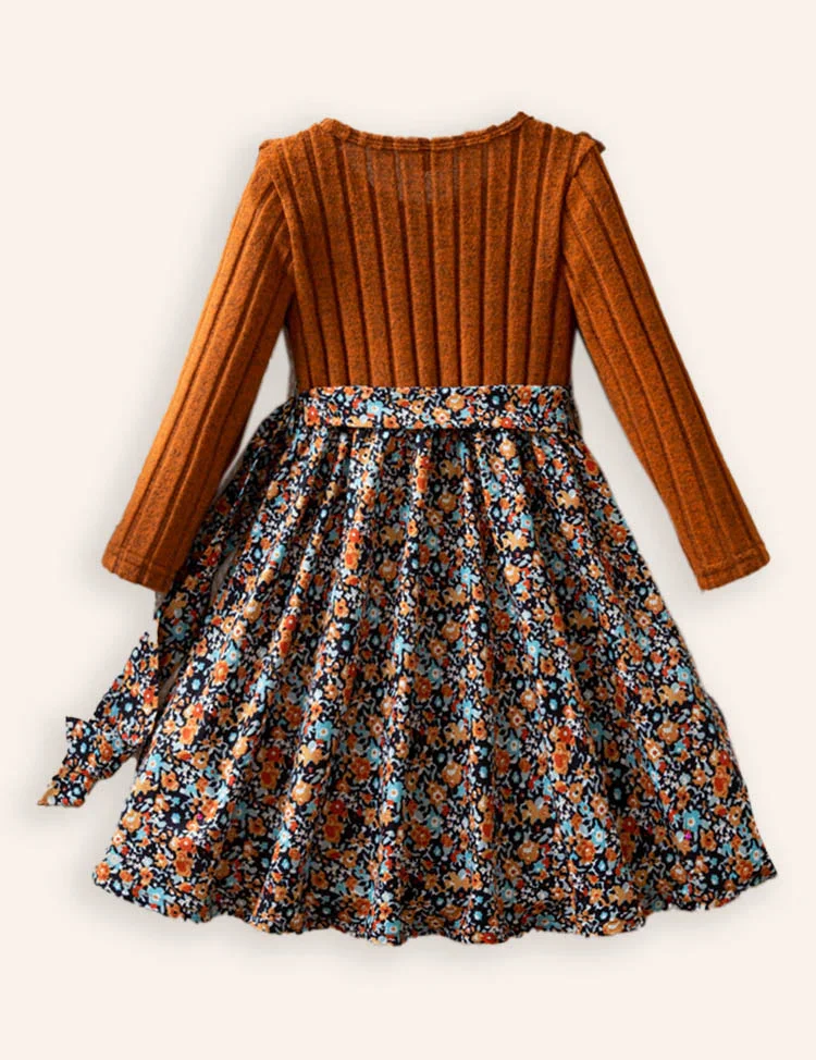 Knitted Floral Flying Sleeve Dress - Image 4