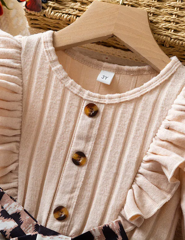 Knitted Leopard Print Long Sleeve Dress - Image 3