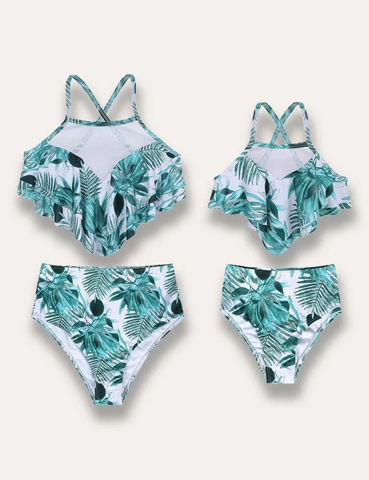 Leaf Printed Family Matching Swim Suit - Image 3