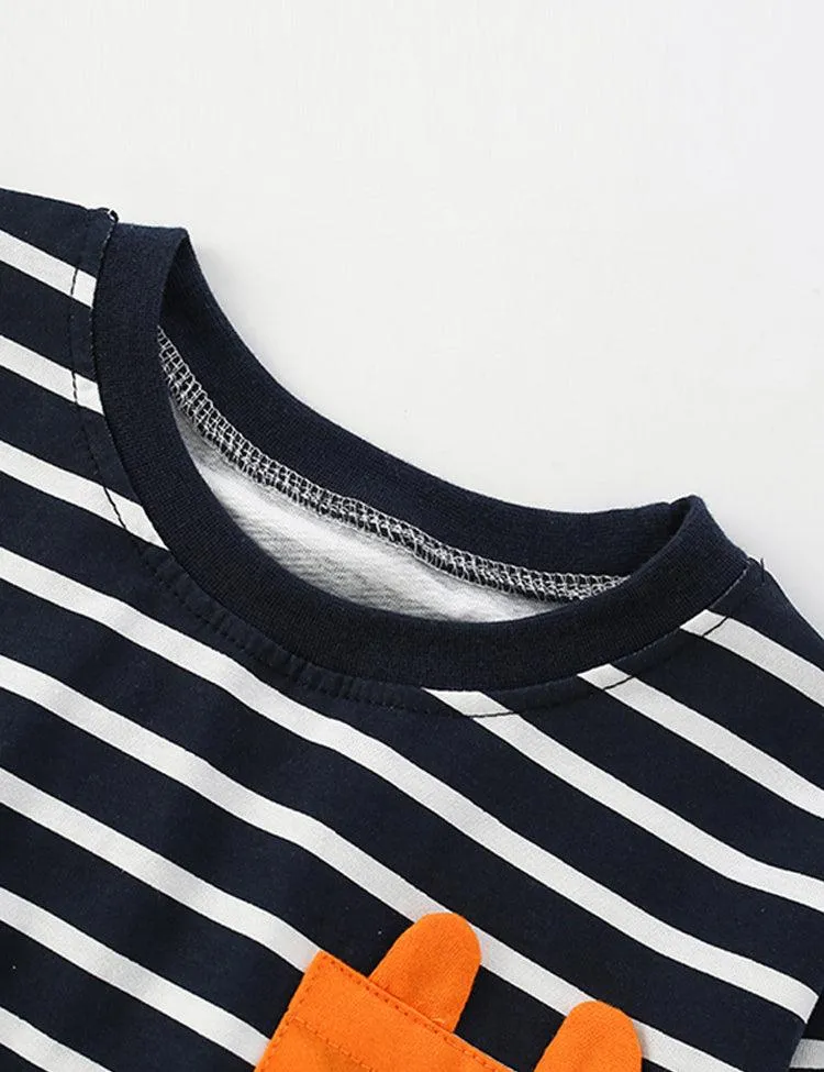 Leopard Pocket Striped Long Sleeve T-shirt - Image 3