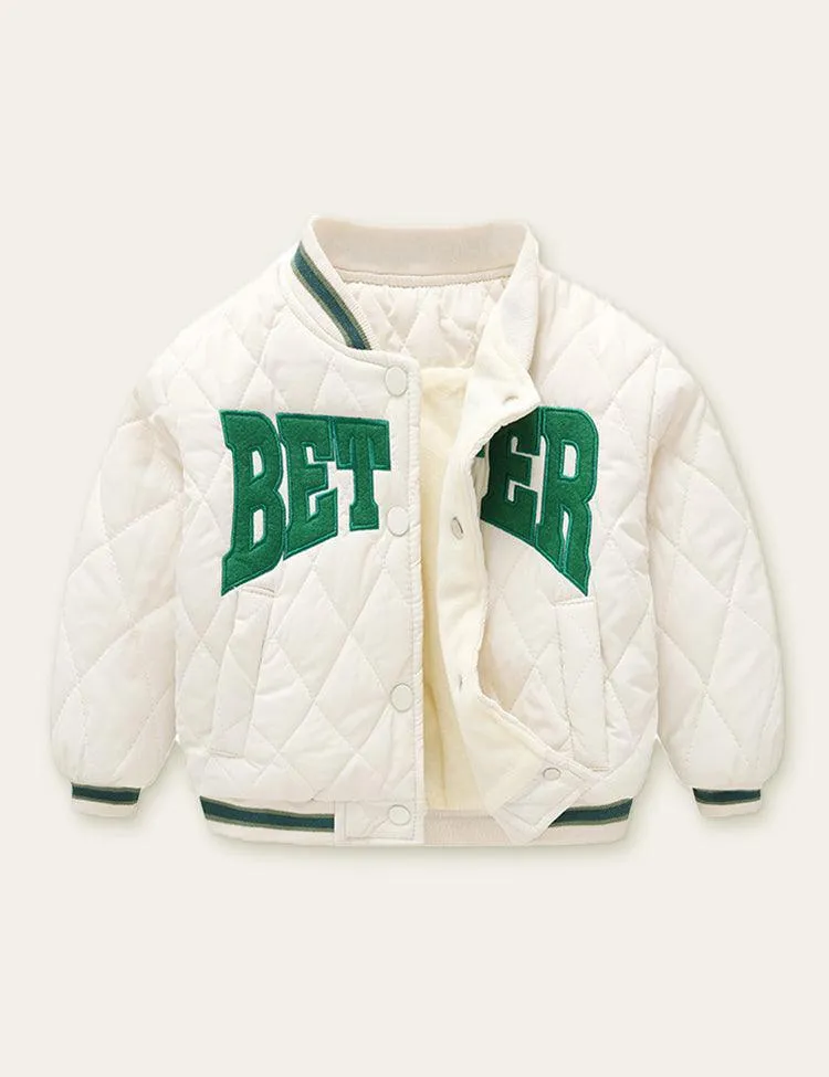 Letter Printed Baseball Jacket