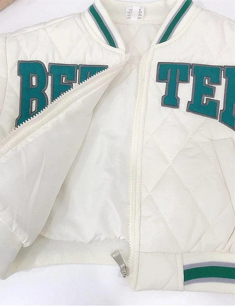 Letter Printed Baseball Jacket - Image 2