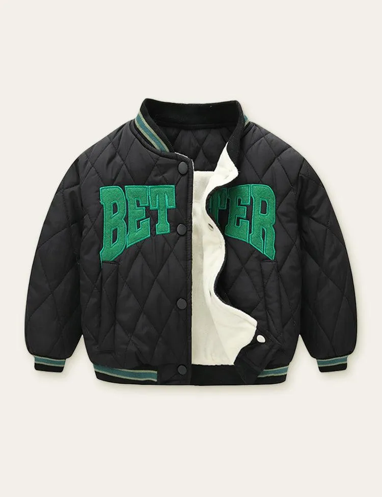Letter Printed Baseball Jacket - Image 3