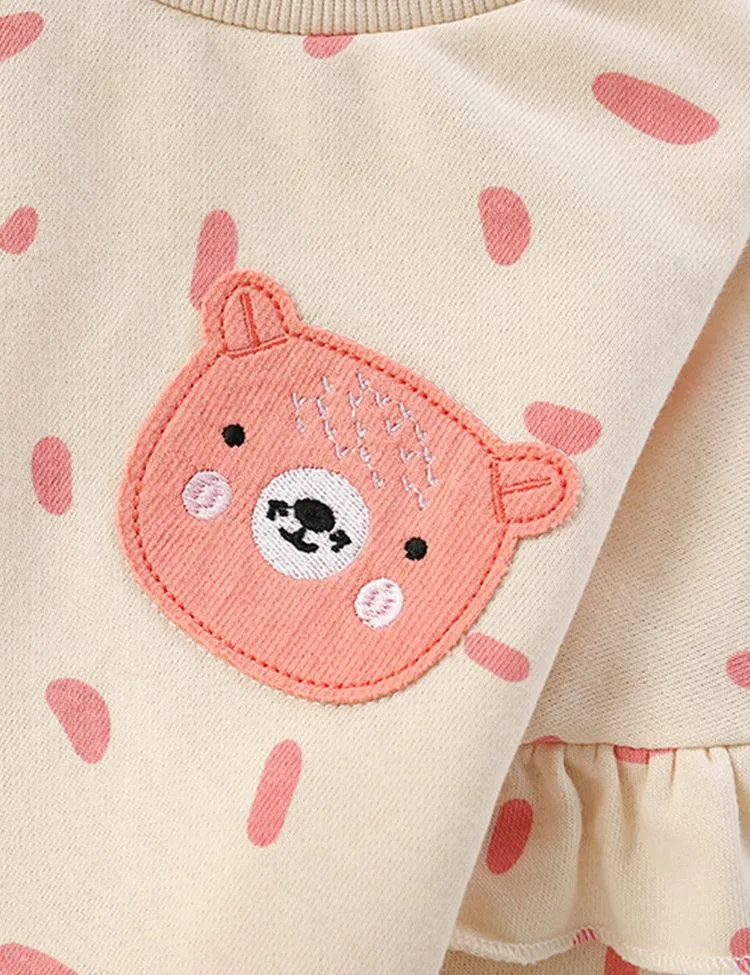 Little Bear Appliqué Polka Dot Sweatshirt - Image 2