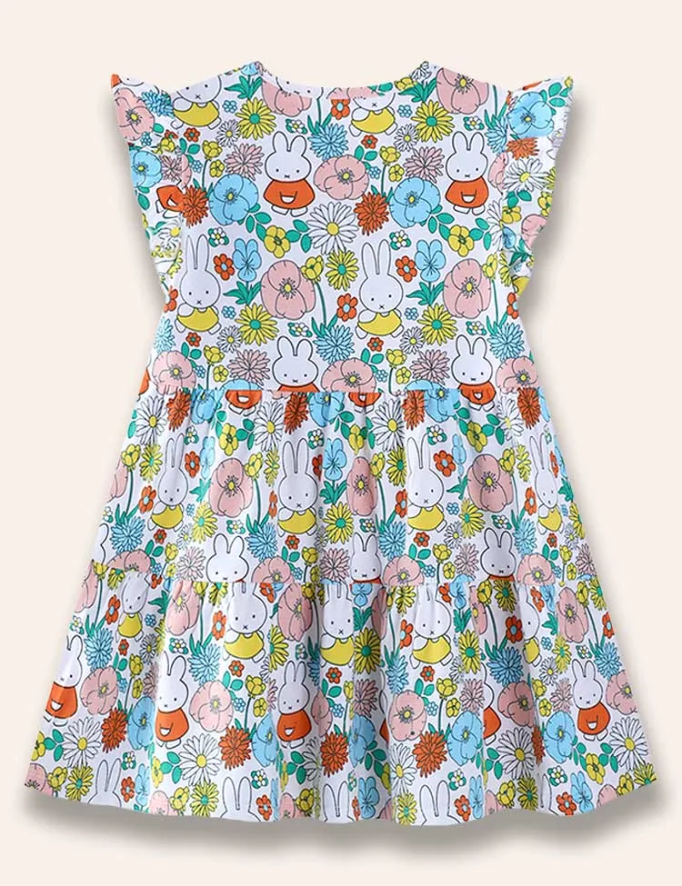 Little Floral Rabbit Printed Dress - Image 3