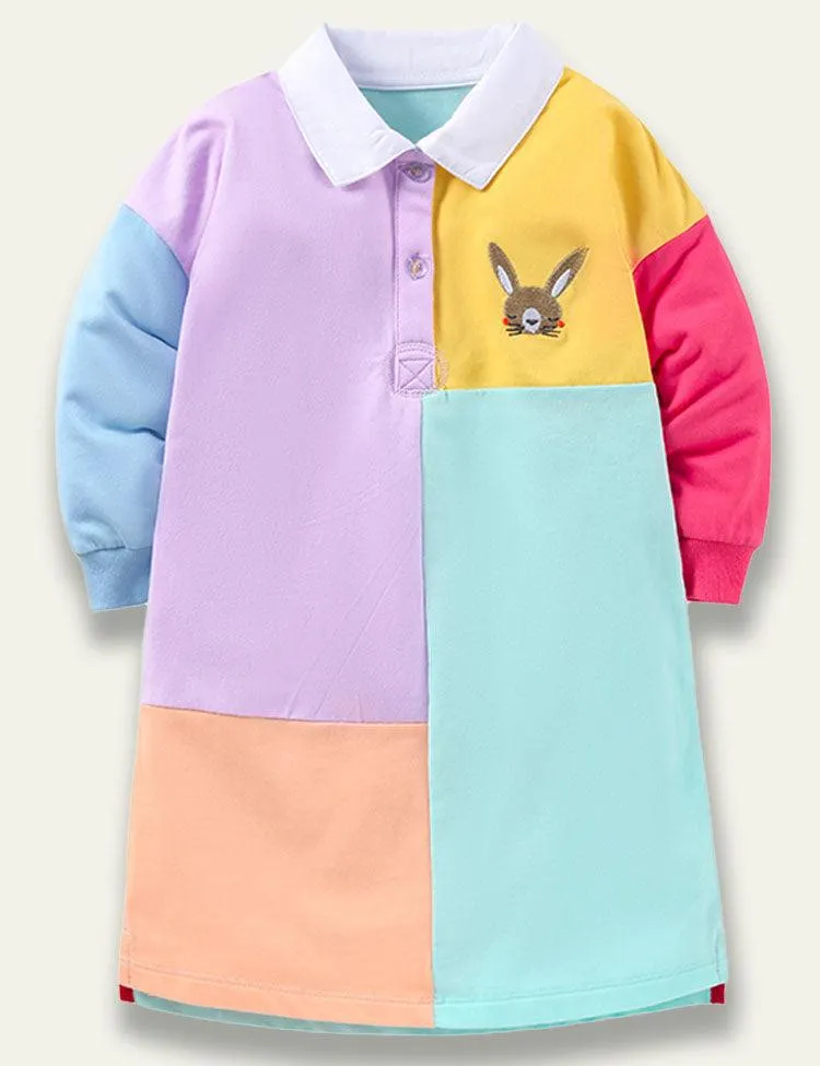 Patch Cotton Long Sleeve Skirt