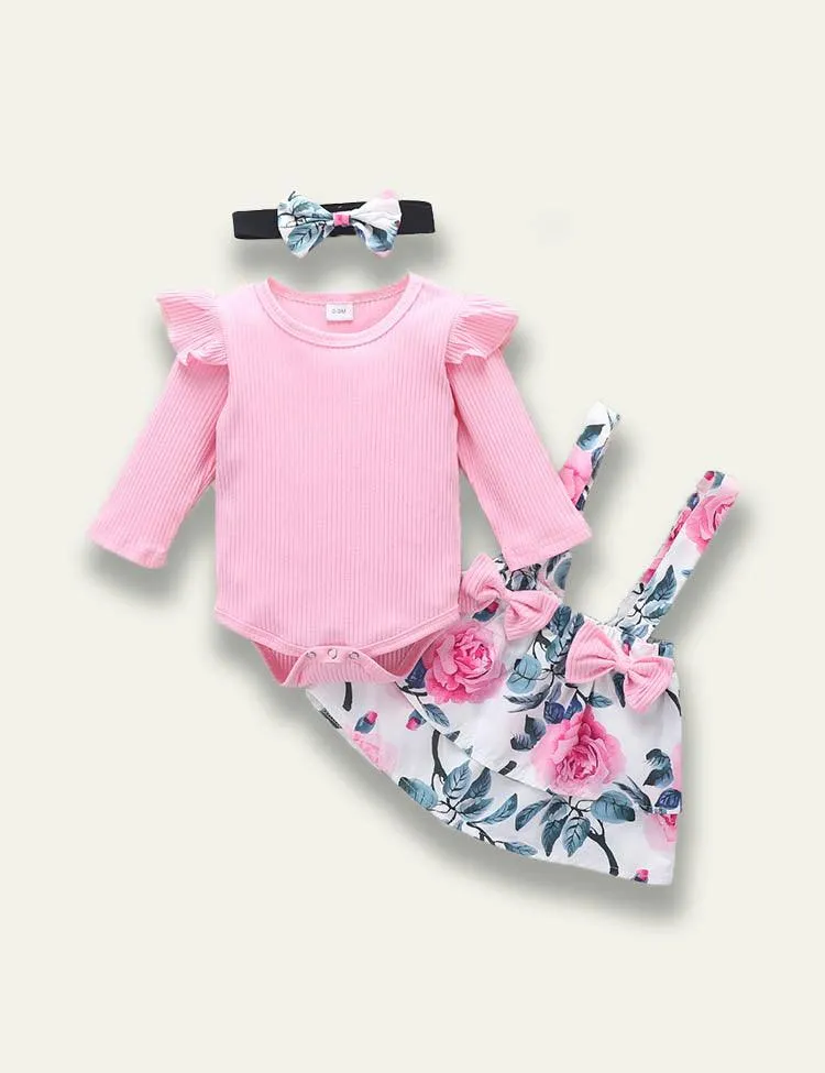 Long Sleeve Romper+Plant Fox Printed Bow Strap Dress - Image 15