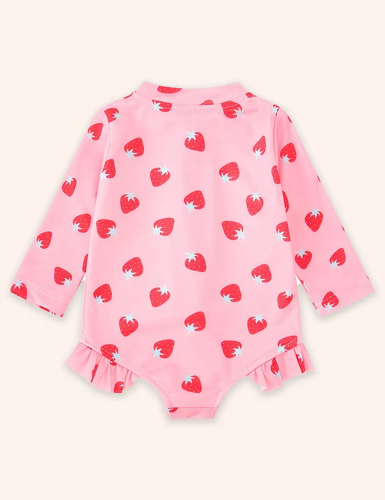 Fruit Print Long Sleeve Zip-up Swimsuit - Image 2