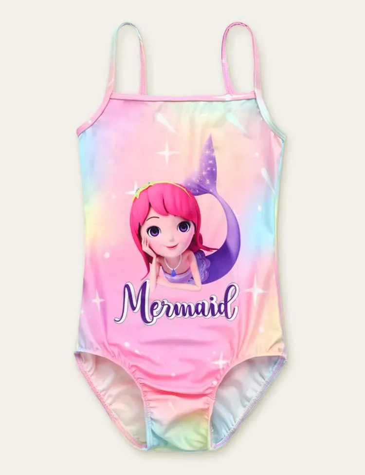 Mermaid Printed Tie-Dye Swimsuit