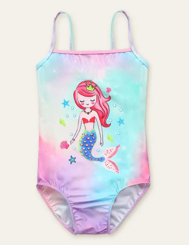 Mermaid Printed Tie-Dye Swimsuit - Image 4