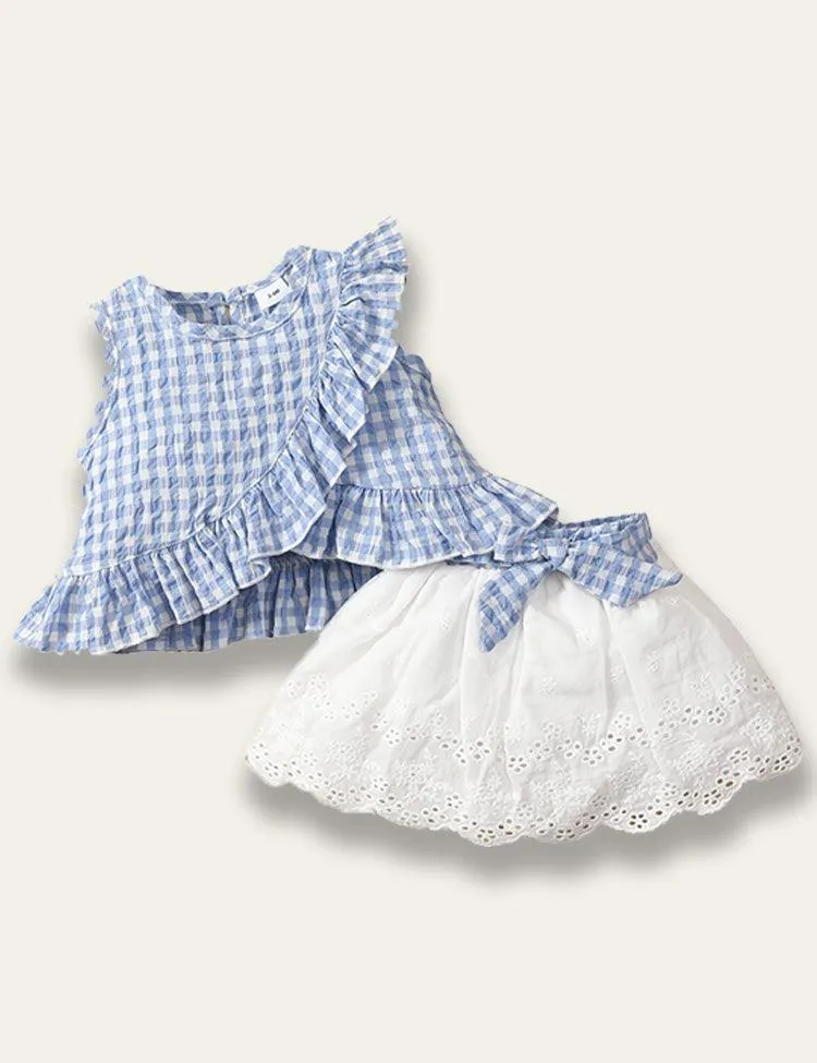 Multicolor Plaid Top + Skirt Set - Image 2