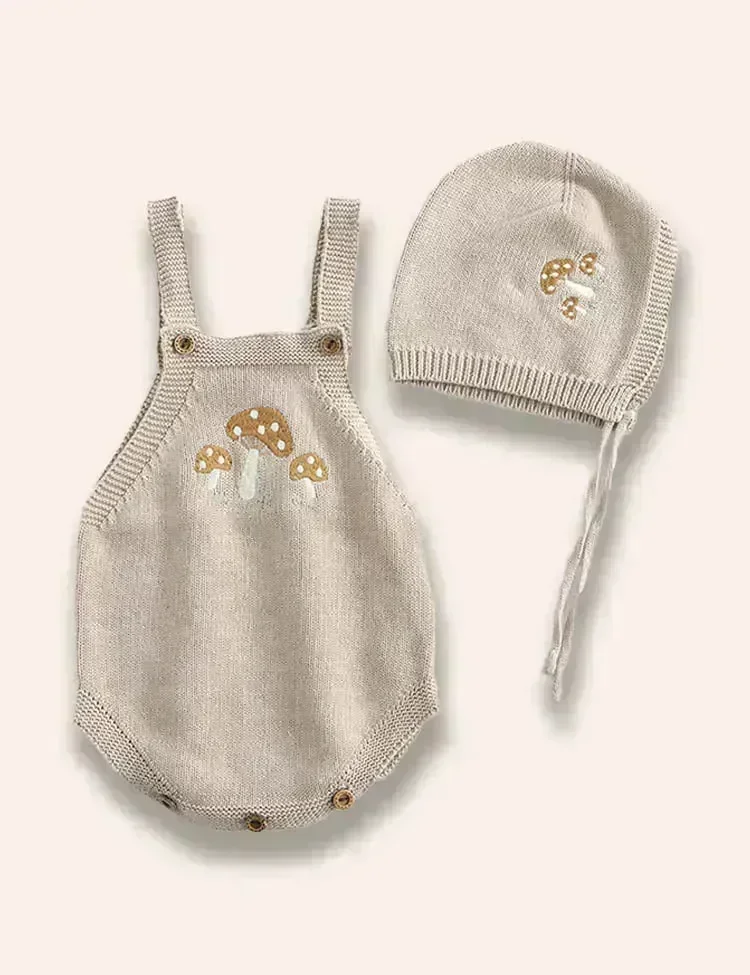 Mushroom Embroidered Sweater Romper Set - Image 4