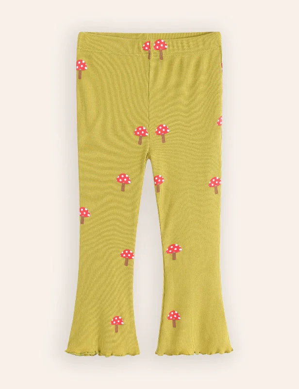 Mushroom Print Flared Leggings
