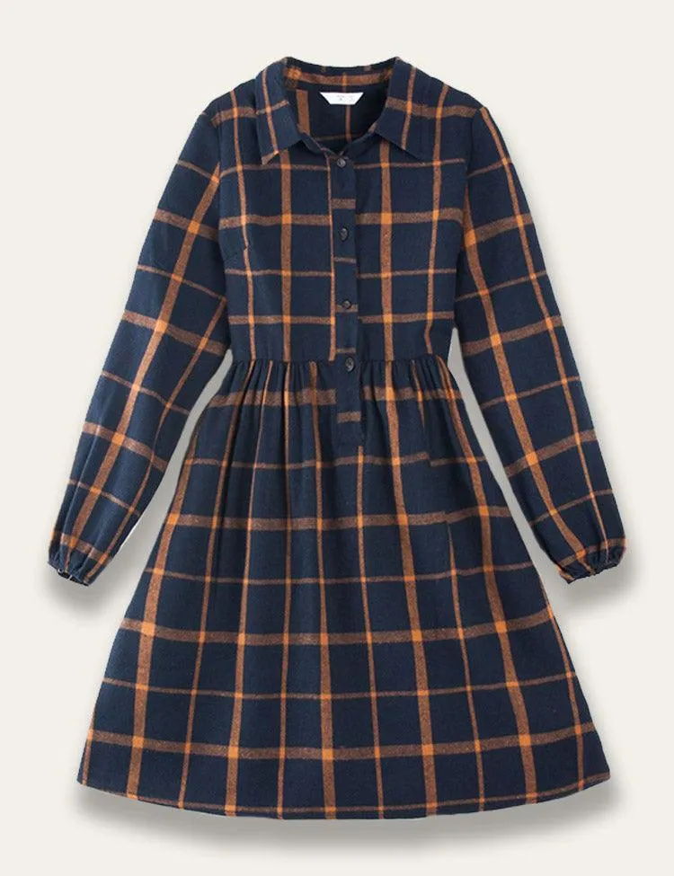 Navy Blue Plaid Family Matching Dress - Image 2