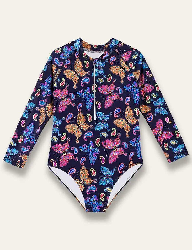 One Piece Butterfly Print Swimsuit
