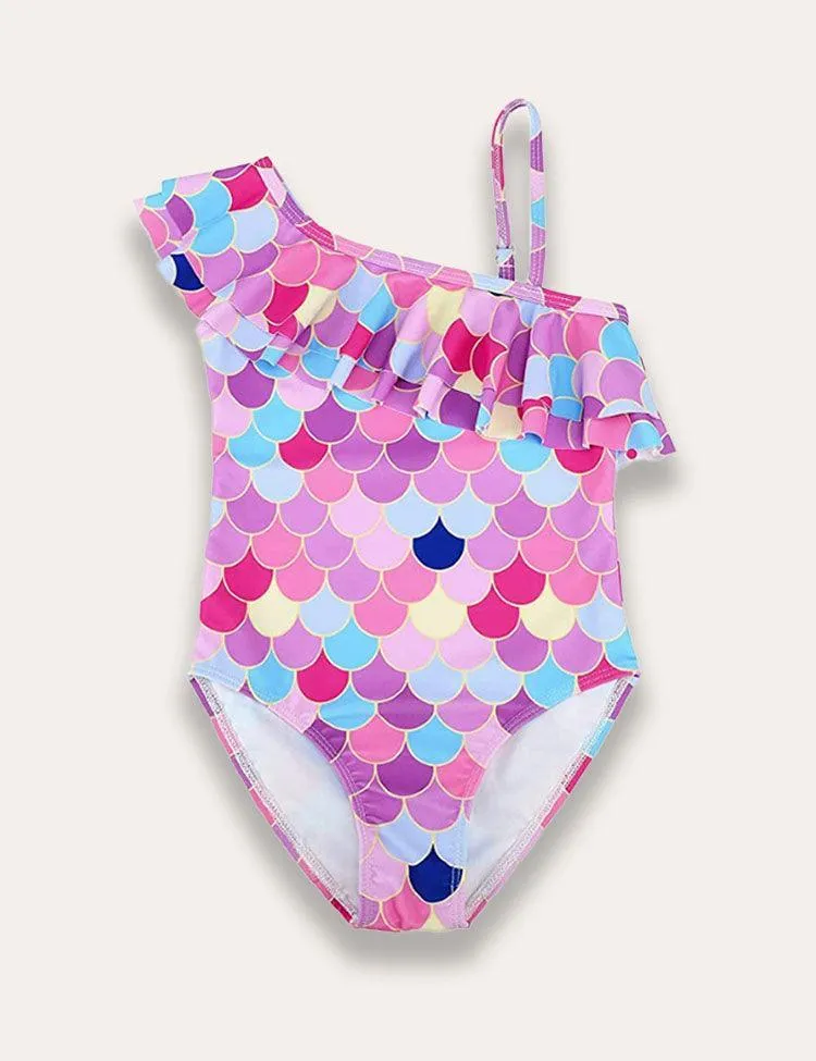 One-shoulder Ruffled One-piece Swimsuit