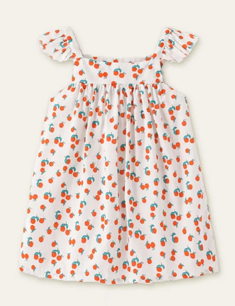 Orange Full Printed Sleeveless Dress