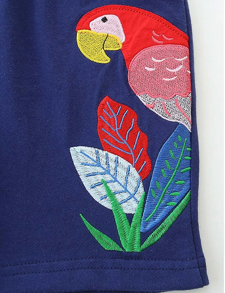 Parrot Embroidered Cotton Shorts - Image 4