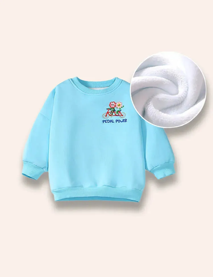 Pedal Power Flower Embroidered Sweatshirt Set - Image 3