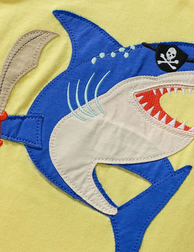 Pirate Shark Appliqué T-Shirt - Image 2