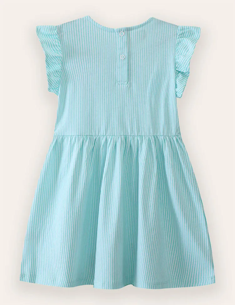 Plaid Flower Embroidered Cotton Dress - Image 2