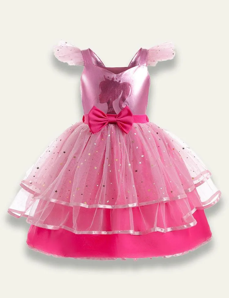 Princess Printed Mesh Party Dress