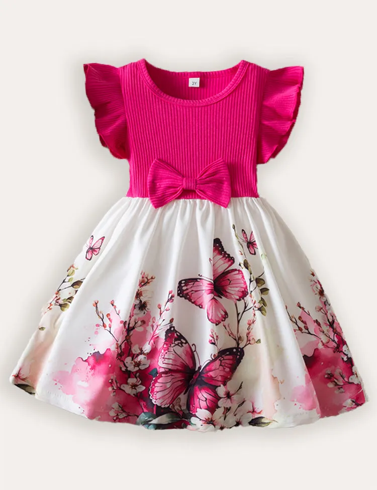 Printed Fly-Sleeved Dress - Image 10