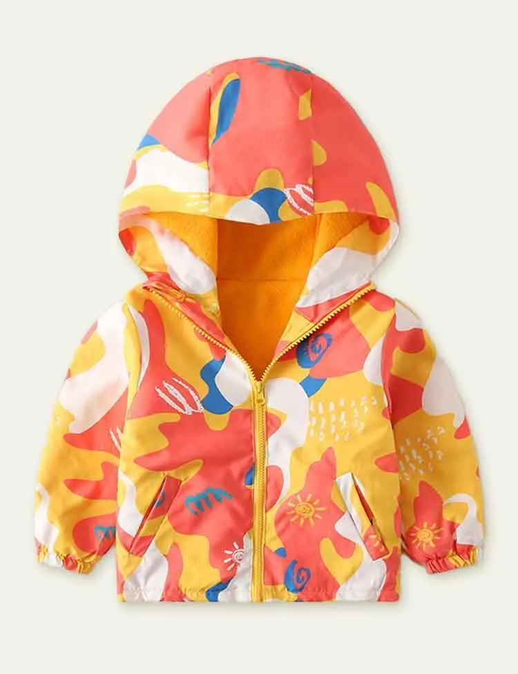 Printed Polar Fleece Shell Jacket